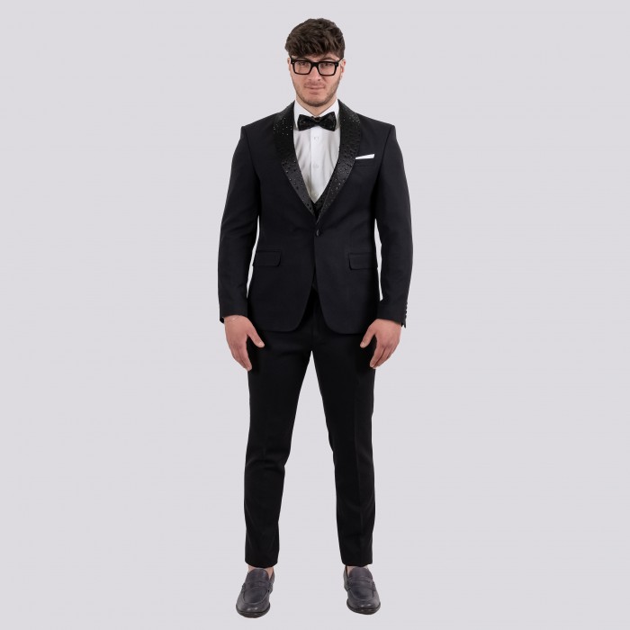 Smoking sciallato - nero con brillanti