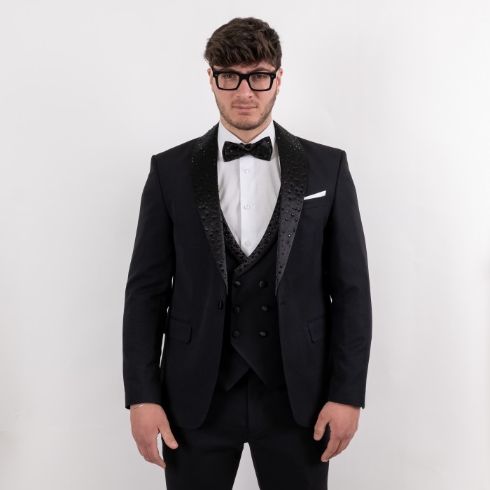 Smoking sciallato - nero con brillanti