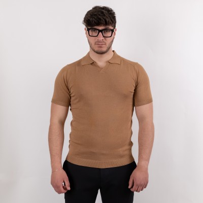 Polo in cotone collo a V -...