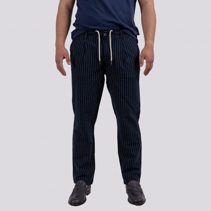 Pantalaccio gessato - Blu