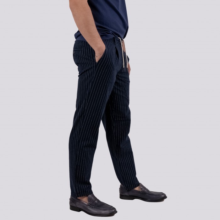 Pantalaccio gessato - Blu