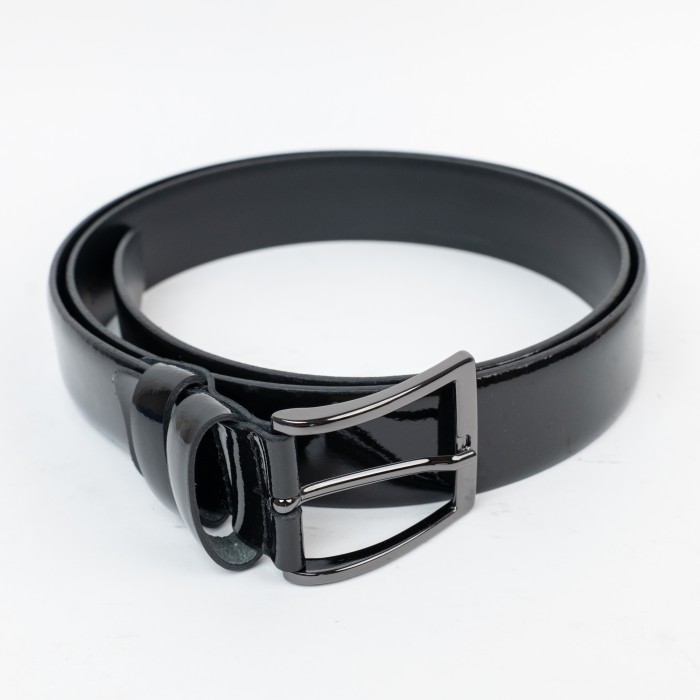 Cintura in pelle lucida vernice - Nera