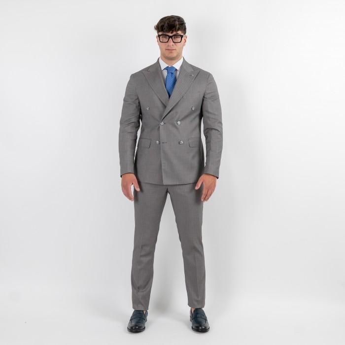 Abito doppio petto - spigato grigio
