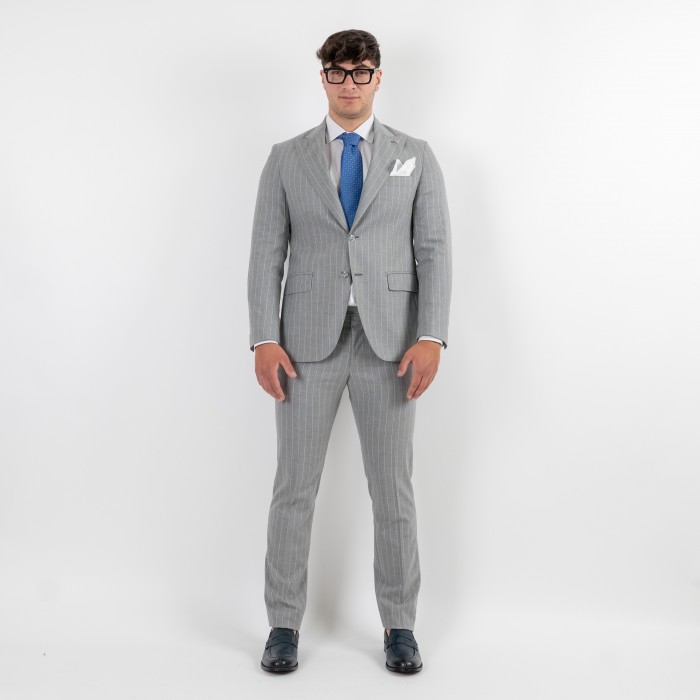 Abito mono petto grigio gessato petto...