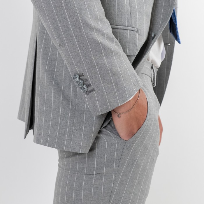 Abito mono petto grigio gessato petto...