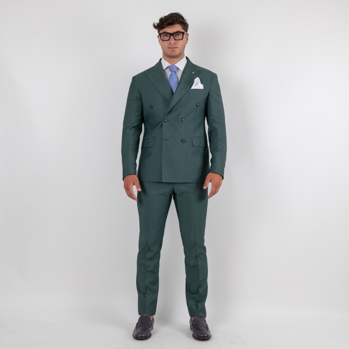 Abito doppio petto - spigato verde