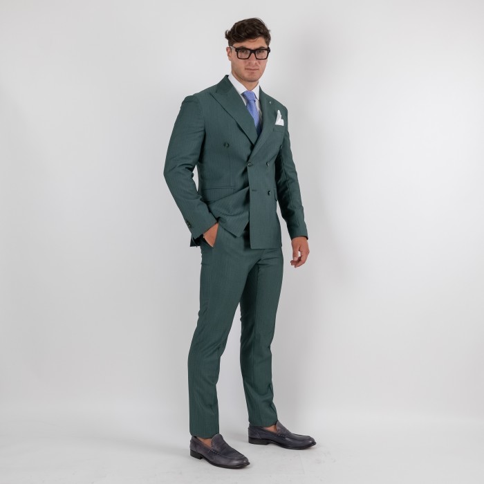 Abito doppio petto - spigato verde