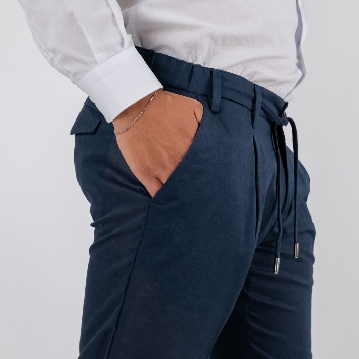 Pantalone in puro lino - Blu