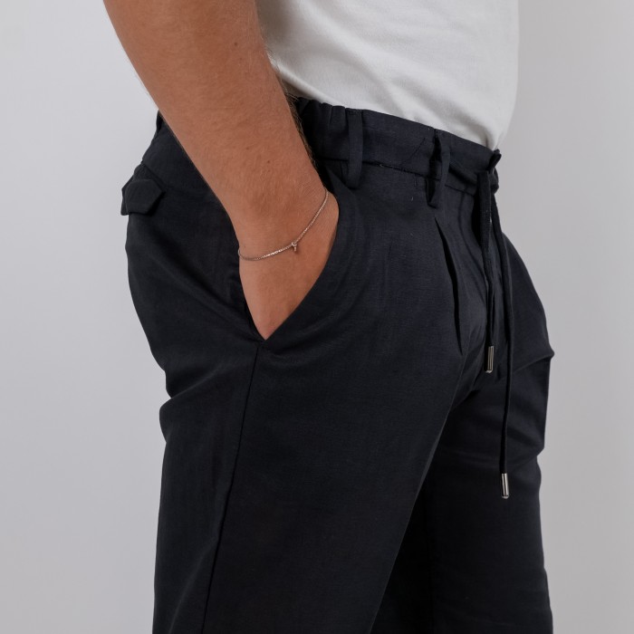 Pantalone in puro lino - Nero