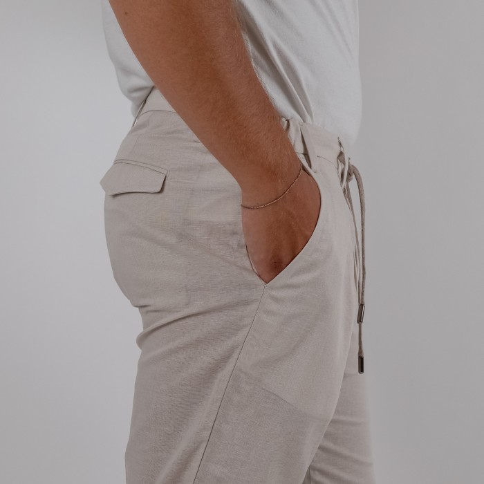 Pantalone in puro lino - Beige