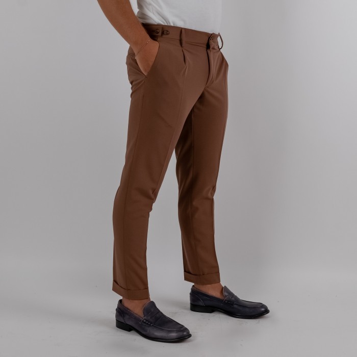 Pantalone una pince - Moro