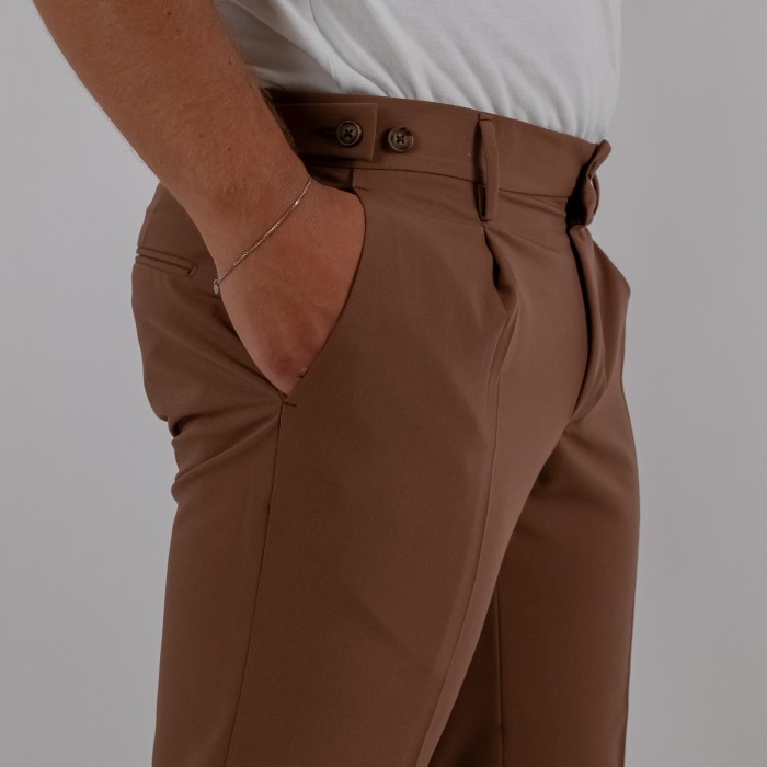 Pantalone una pince - Moro