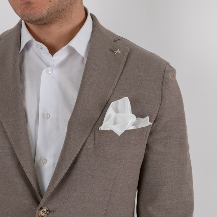 Giacca monopetto beige lana e cotone