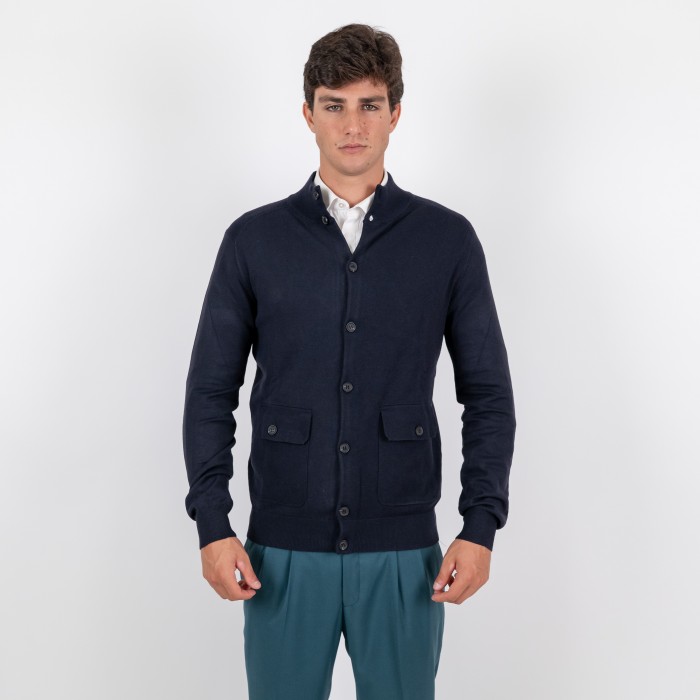 Cardigan manica lunga - Blu