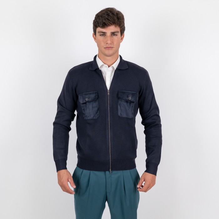 Maglia con zip - Blu