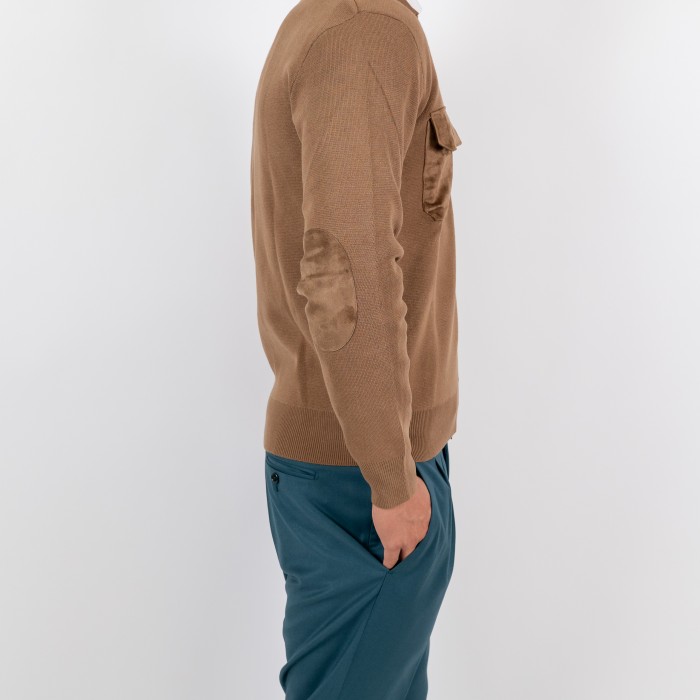 Maglia con zip - Cammello