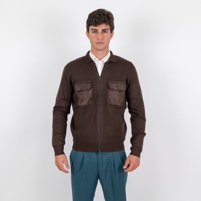 Maglia con zip - Moro