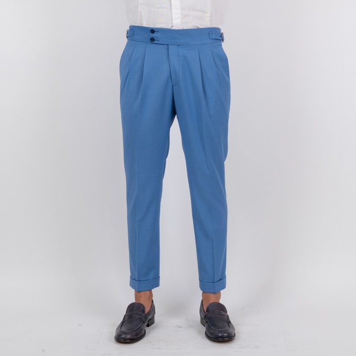 Pantalone doppia pince cintura lunga...