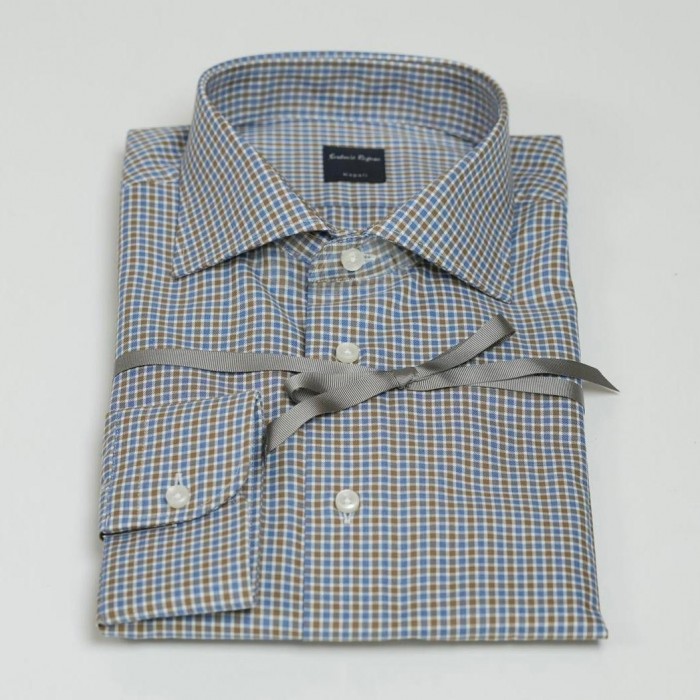 Camicia fantasia quadretti blu moro