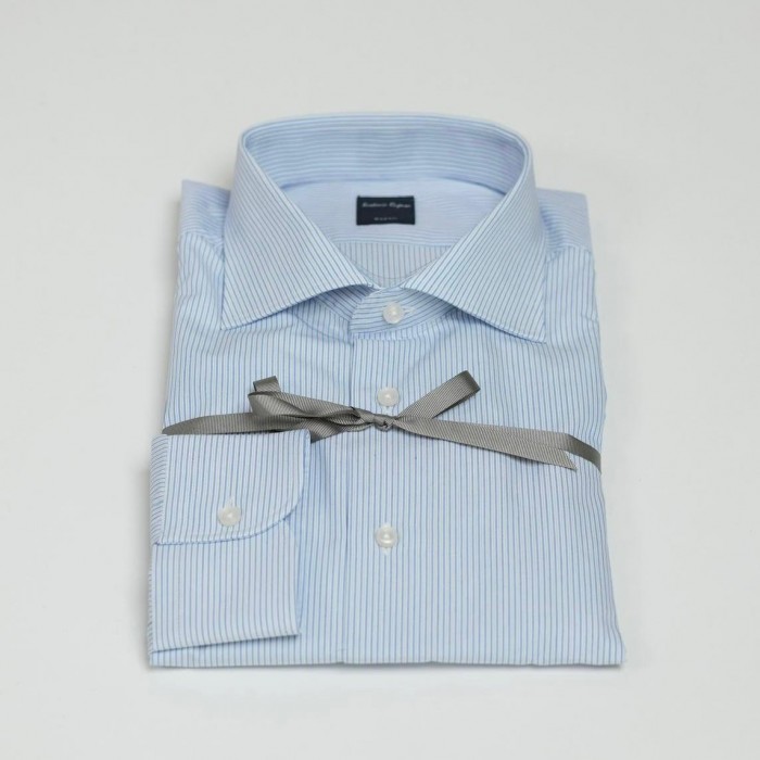 Camicia fantasia righe celesti