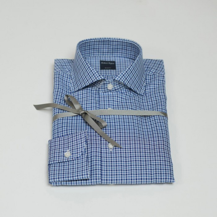 Camicia fantasia righe blu celesti