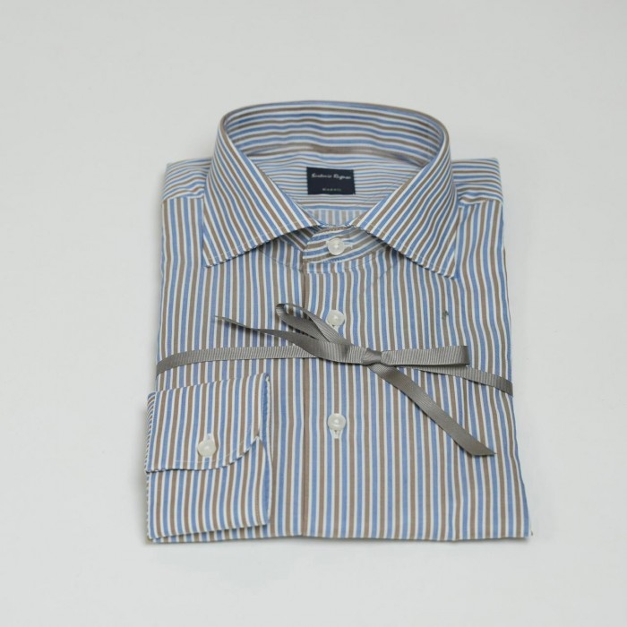 Camicia fantasia righe blu moro