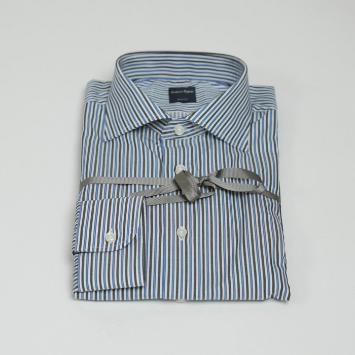 Camicia fantasia righe blu