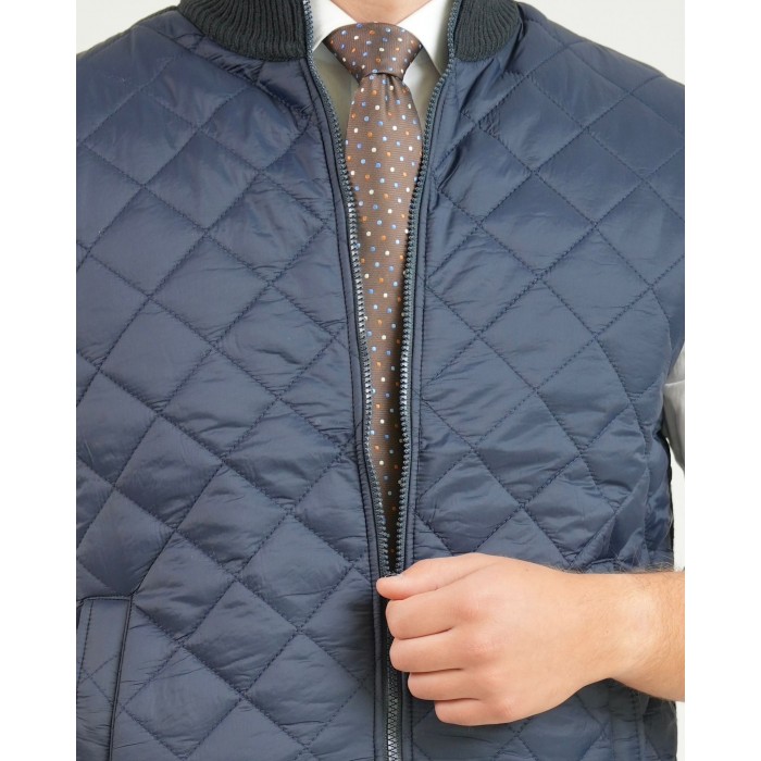 Gilet tramato con zip - BLU