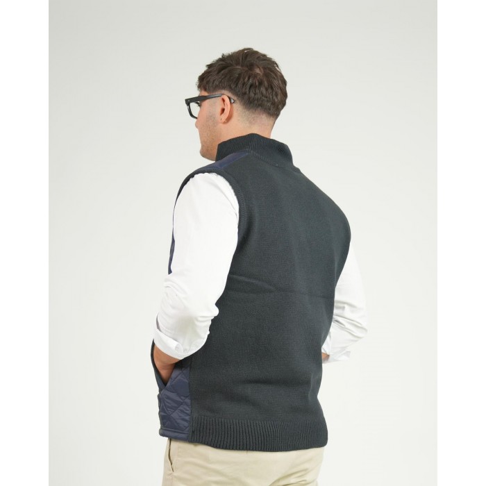 Gilet tramato con zip - BLU
