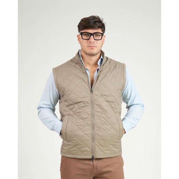 Gilet tramato con zip - Beige