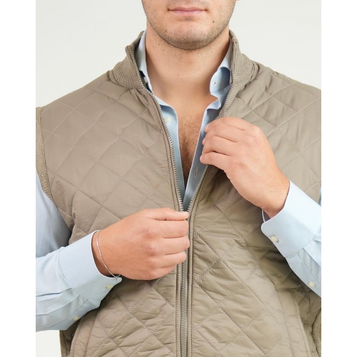 Gilet tramato con zip - Beige