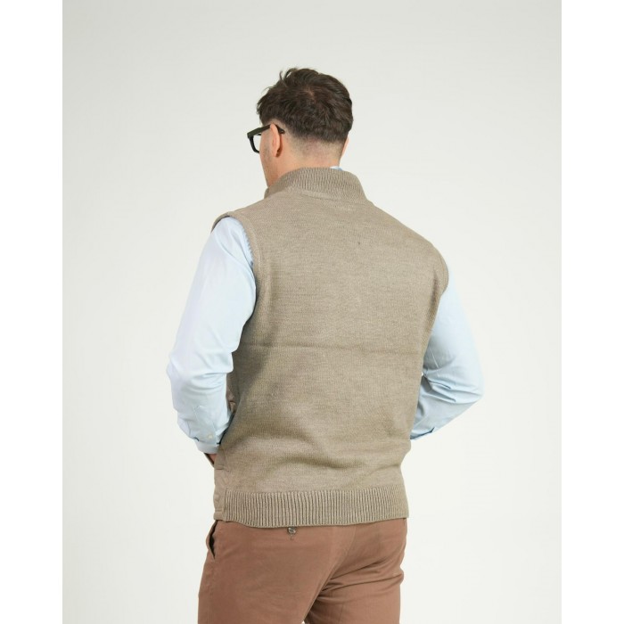 Gilet tramato con zip - Beige