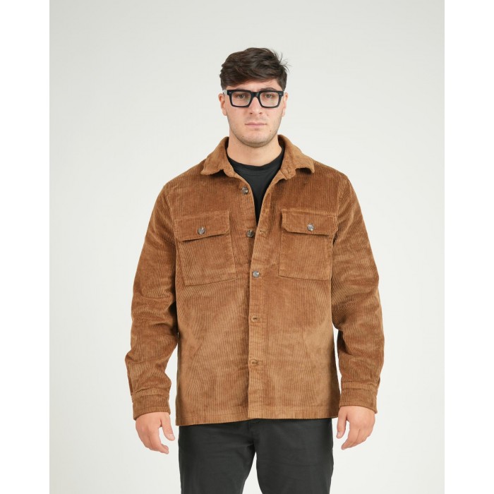 Giacca camicia in velluto - Marrone