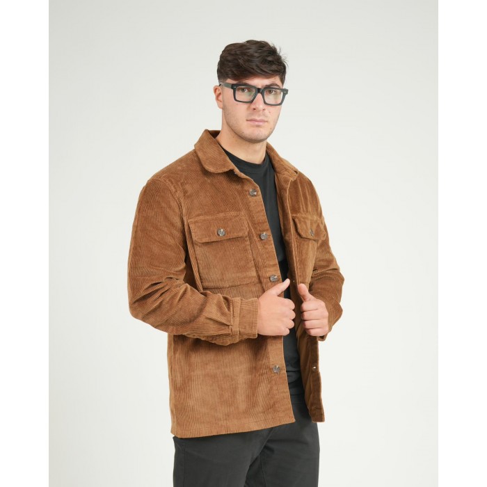 Giacca camicia in velluto - Marrone