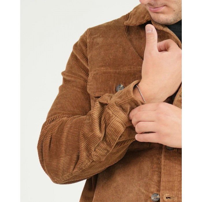 Giacca camicia in velluto - Marrone