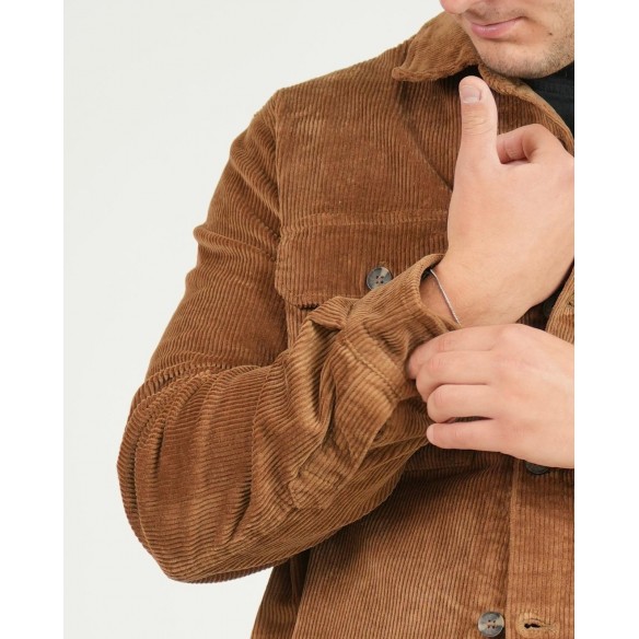 Giacca camicia in velluto - Marrone