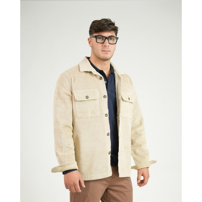 Giacca camicia in velluto - Beige