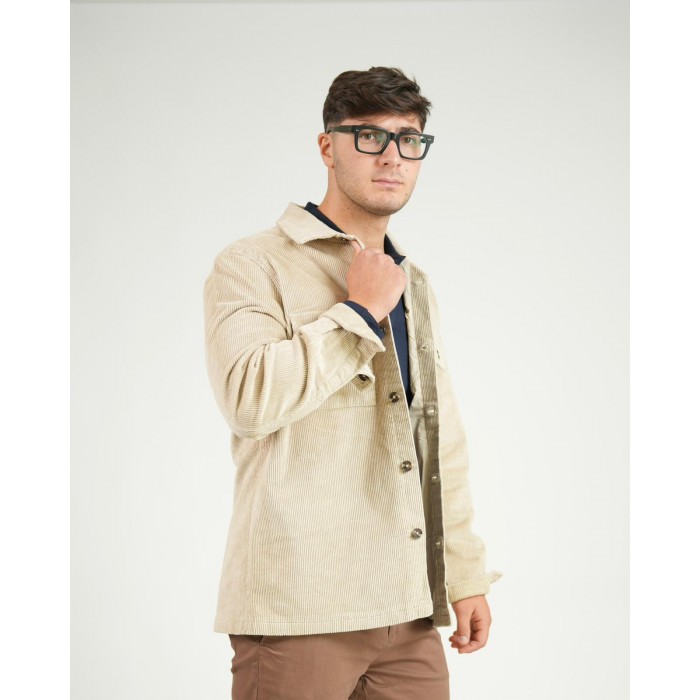 Giacca camicia in velluto - Beige