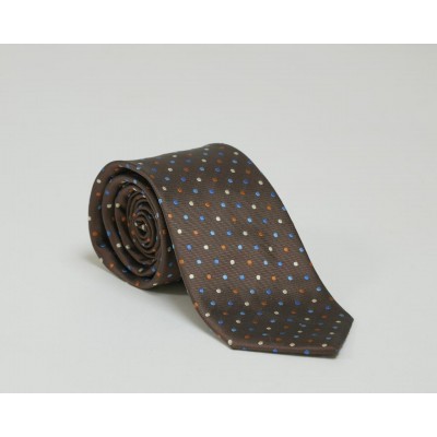 Cravatta marrone a pois