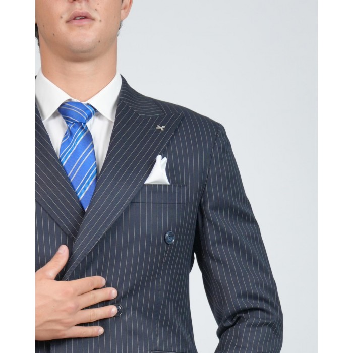 Abito doppio petto gessato - Blu