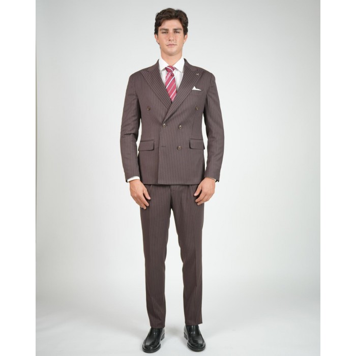 Abito doppio petto gessato - Moro