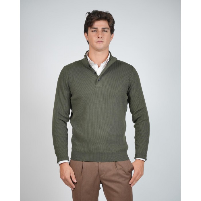 Maglia lupetto a coste - Verde