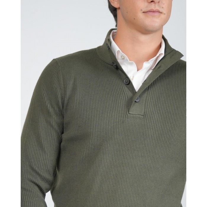 Maglia lupetto a coste - Verde