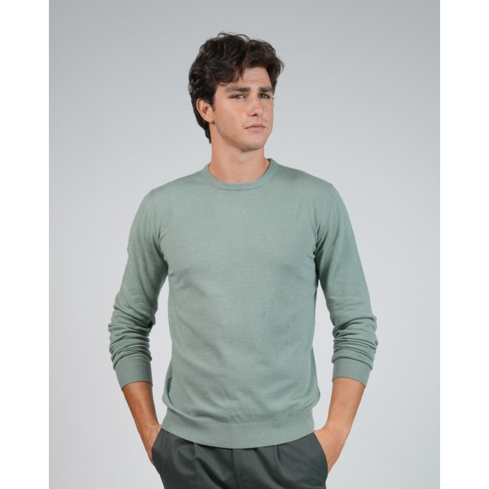 Maglia girocollo lana e cashmere - Verde