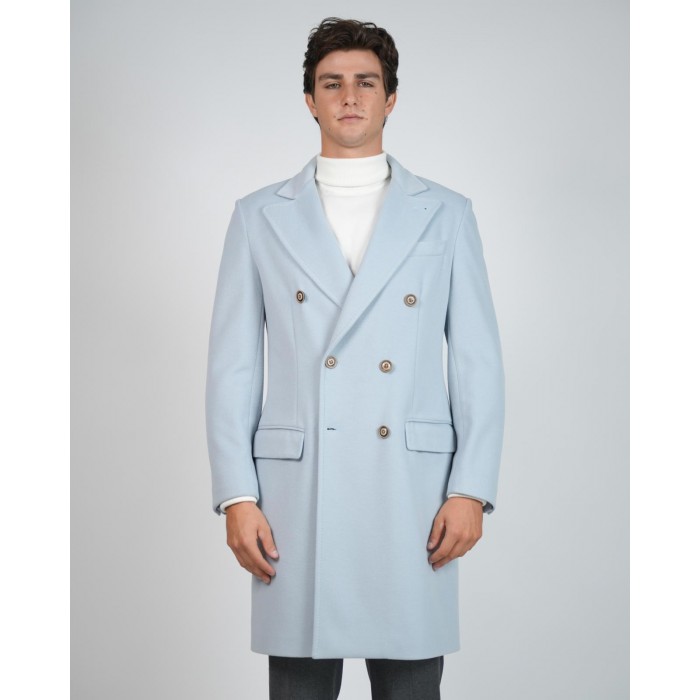 Cappotto doppio petto - Celeste