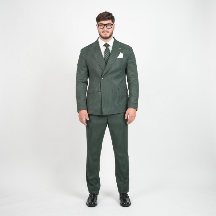 Abito doppio petto gessato - Verde