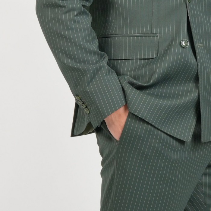 Abito doppio petto gessato - Verde