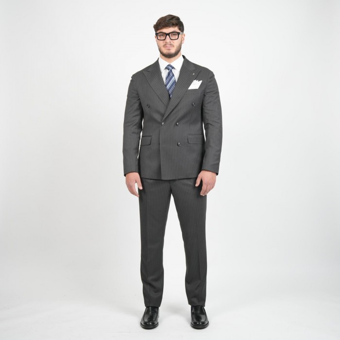 Abito doppio petto gessato - Grigio