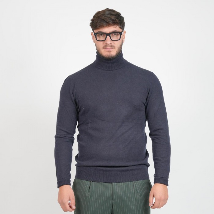 Dolcevita in lana e cashmere - Blu