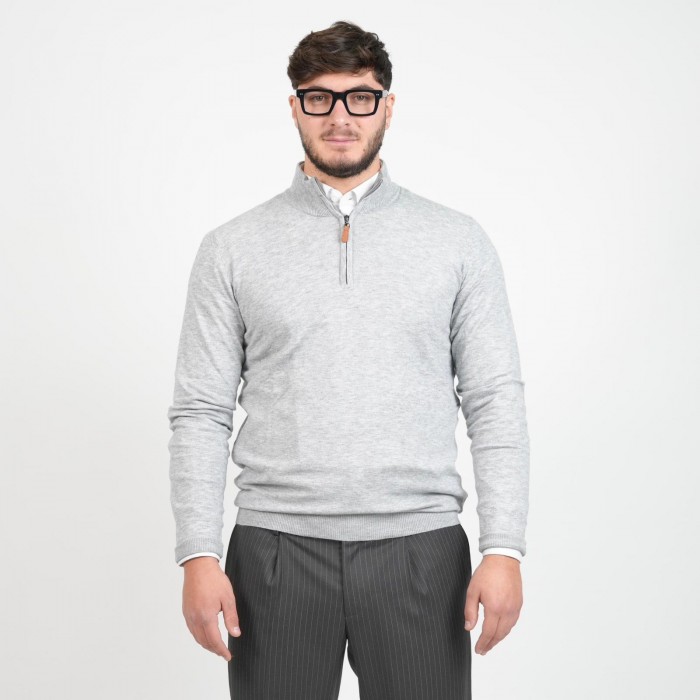 Maglia mezza zip lana e cashmere -...